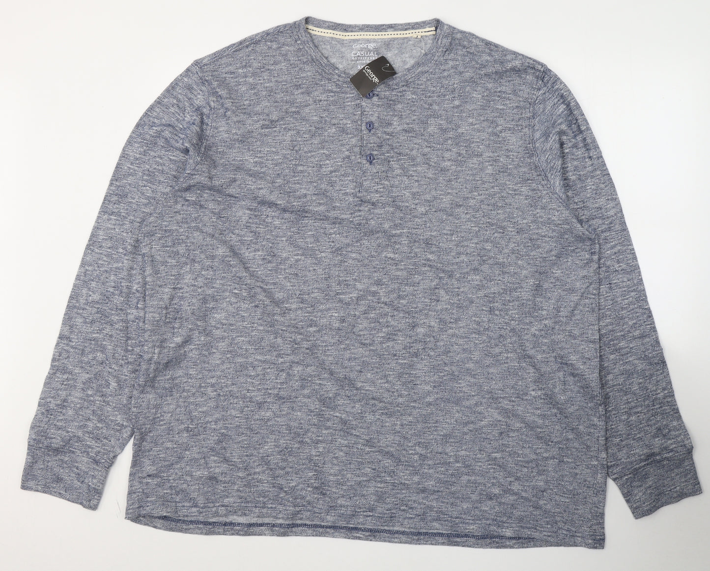 George Mens Blue  Cotton  T-Shirt Size 4XL Round Neck