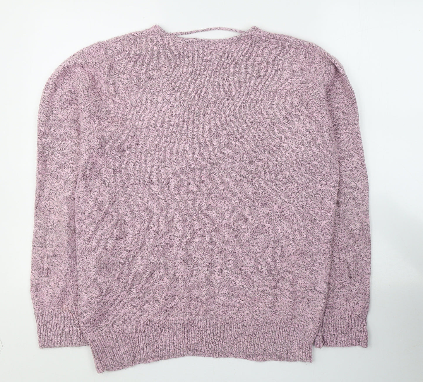 Damart Womens Pink Round Neck Geometric Acrylic Pullover Jumper Size 18