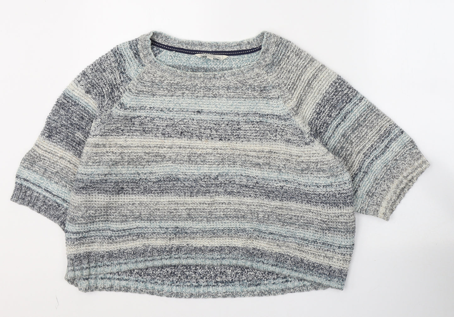 Fat Face Womens Blue Round Neck Striped Cotton Pullover Jumper Size M