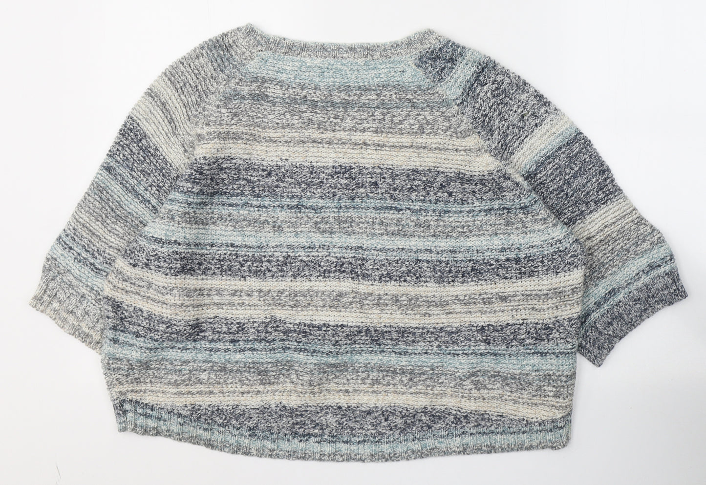 Fat Face Womens Blue Round Neck Striped Cotton Pullover Jumper Size M