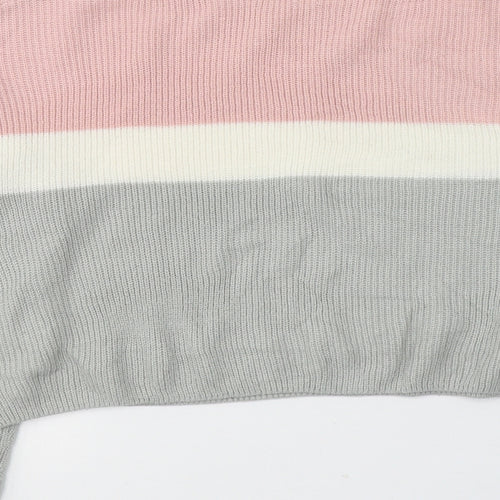 H&M Girls Multicoloured Boat Neck Striped Acrylic Pullover Jumper Size 10-11 Years  Pullover