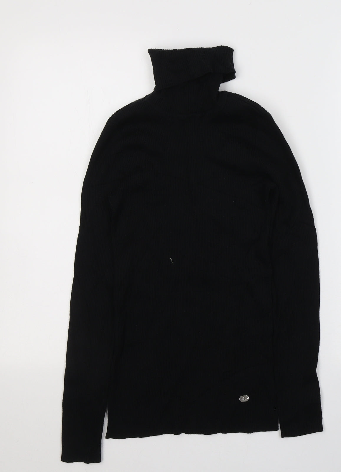Ralph Lauren Womens Black  Cotton Jersey T-Shirt Size XS Roll Neck