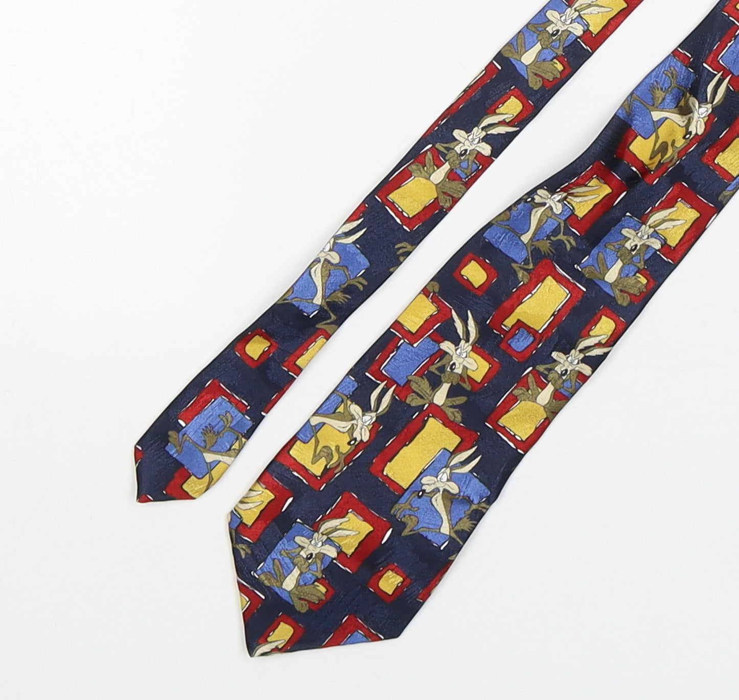 Looney Tunes Mens Multicoloured Geometric Polyester Pointed Tie One Size - Wile E. Coyote