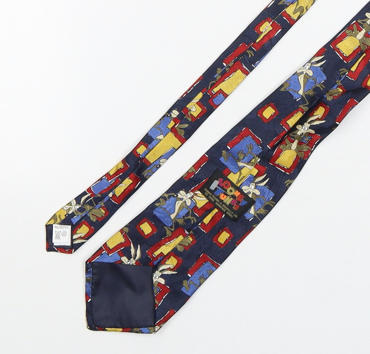 Looney Tunes Mens Multicoloured Geometric Polyester Pointed Tie One Size - Wile E. Coyote
