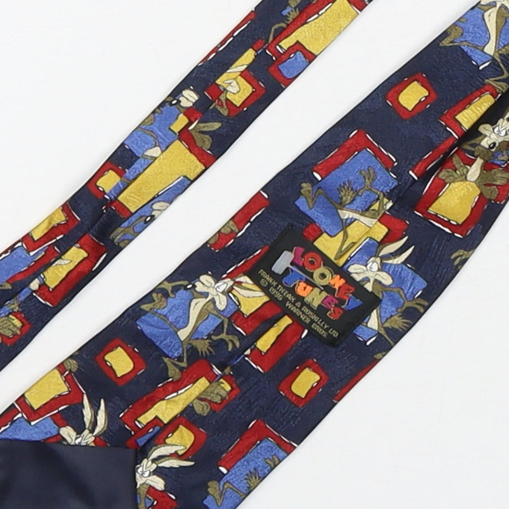 Looney Tunes Mens Multicoloured Geometric Polyester Pointed Tie One Size - Wile E. Coyote