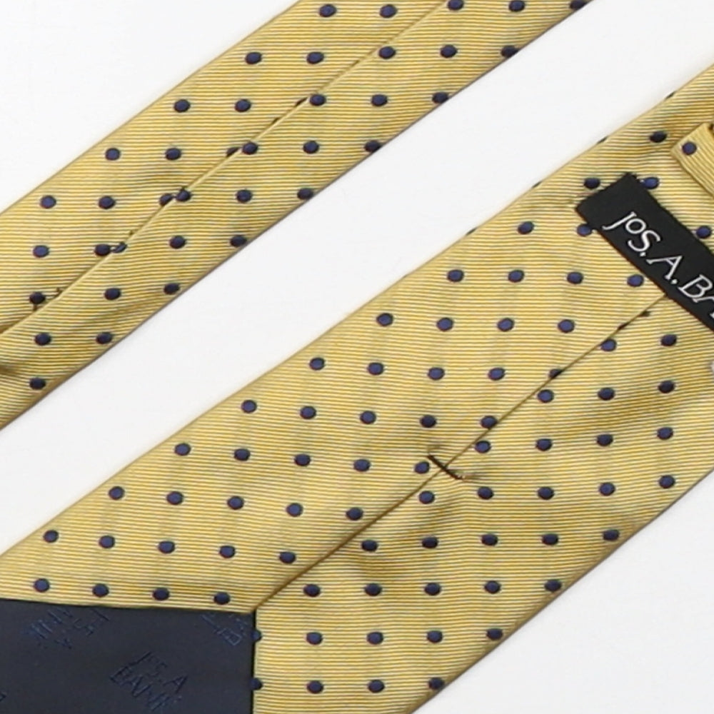 Jos. A. Bank Mens Yellow Polka Dot Silk Pointed Tie One Size