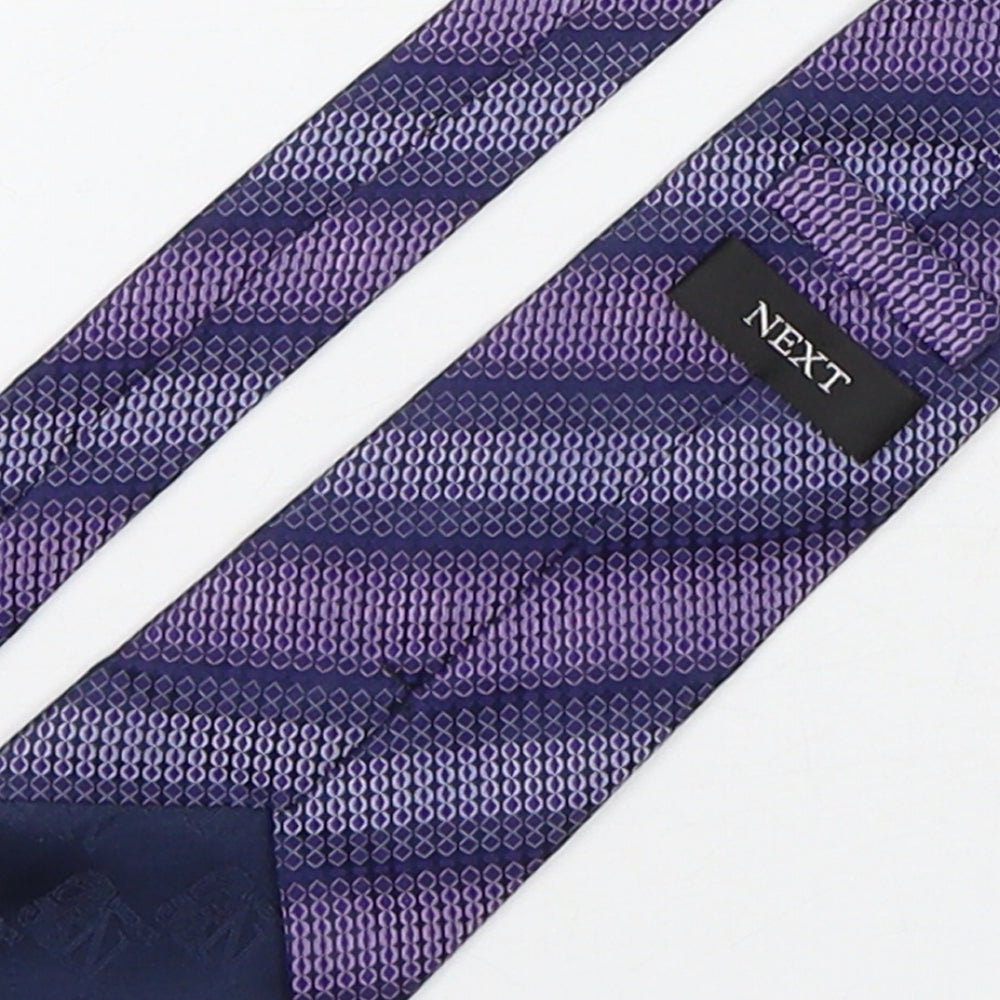 NEXT Mens Purple Geometric Silk Pointed Tie One Size
