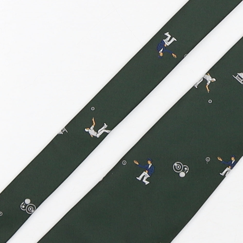 D.L Sells  Mens Green Geometric Polyester Pointed Tie One Size - Bowls