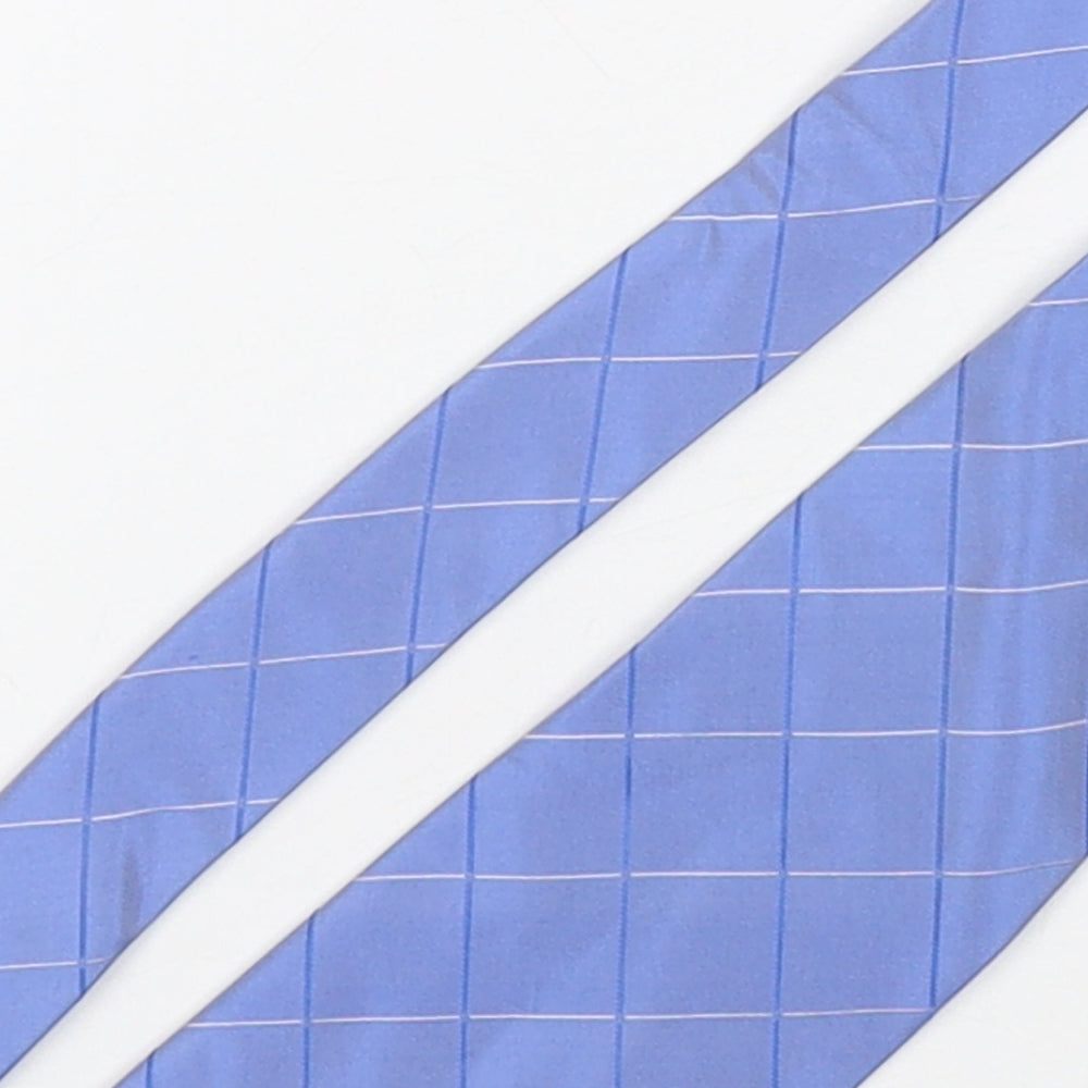 Thomas Nash  Mens Blue Plaids & Checks Silk Pointed Tie One Size