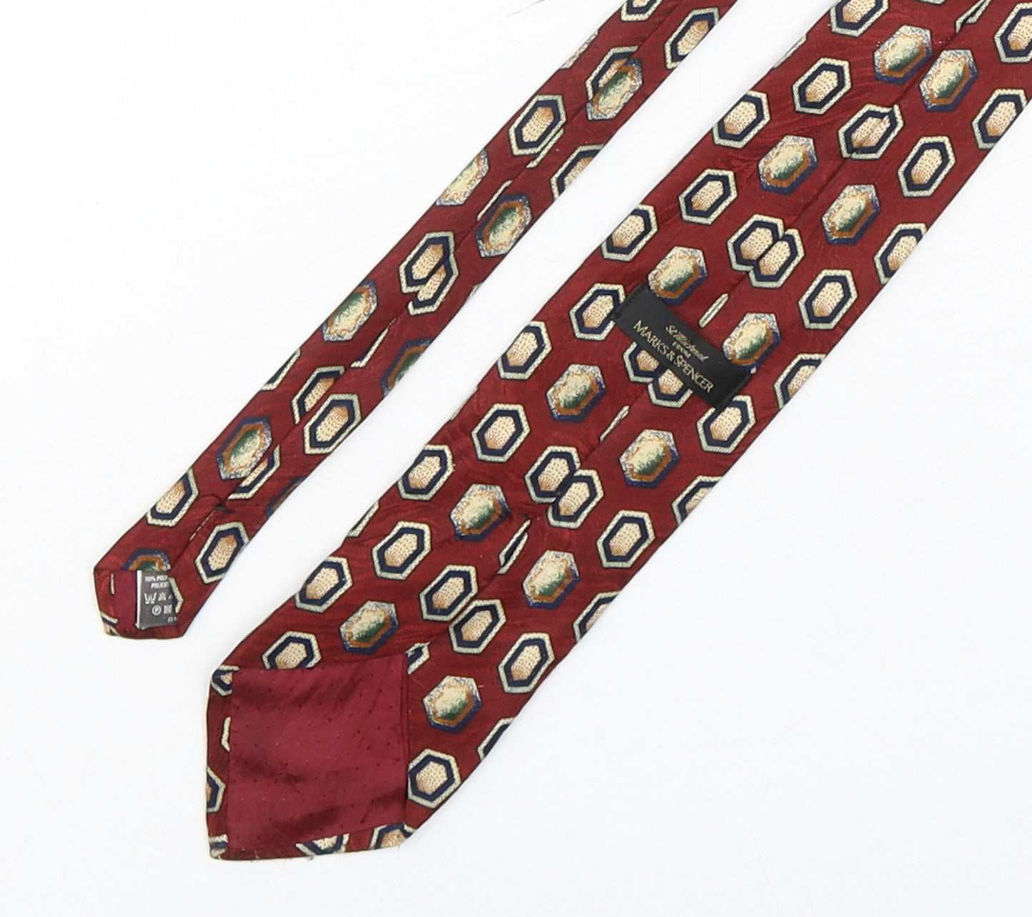 Marks and Spencer Mens Multicoloured Geometric Polyester Pointed Tie One Size