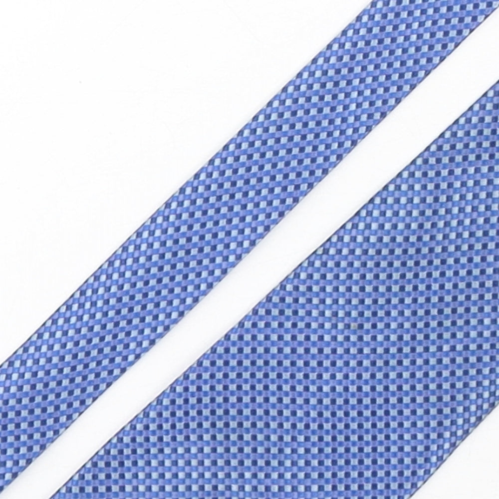 Wolsey Mens Blue Plaids & Checks Polyester Pointed Tie One Size