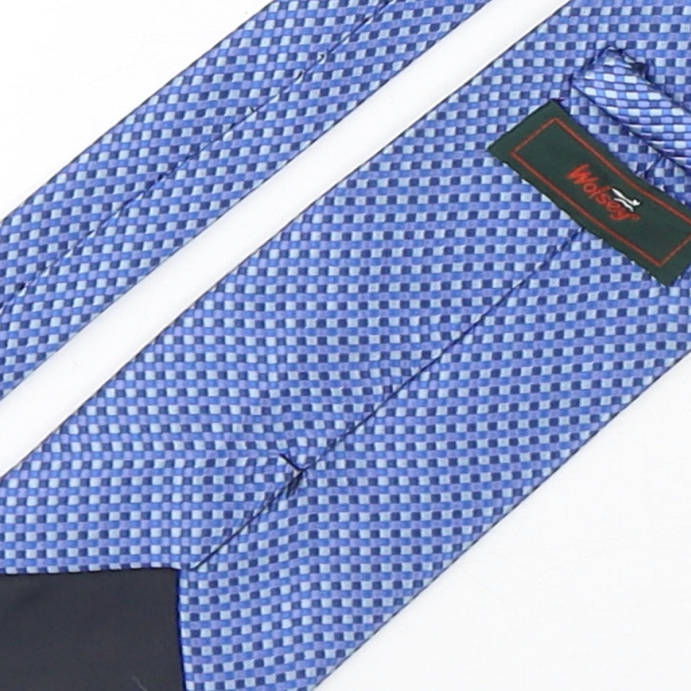 Wolsey Mens Blue Plaids & Checks Polyester Pointed Tie One Size