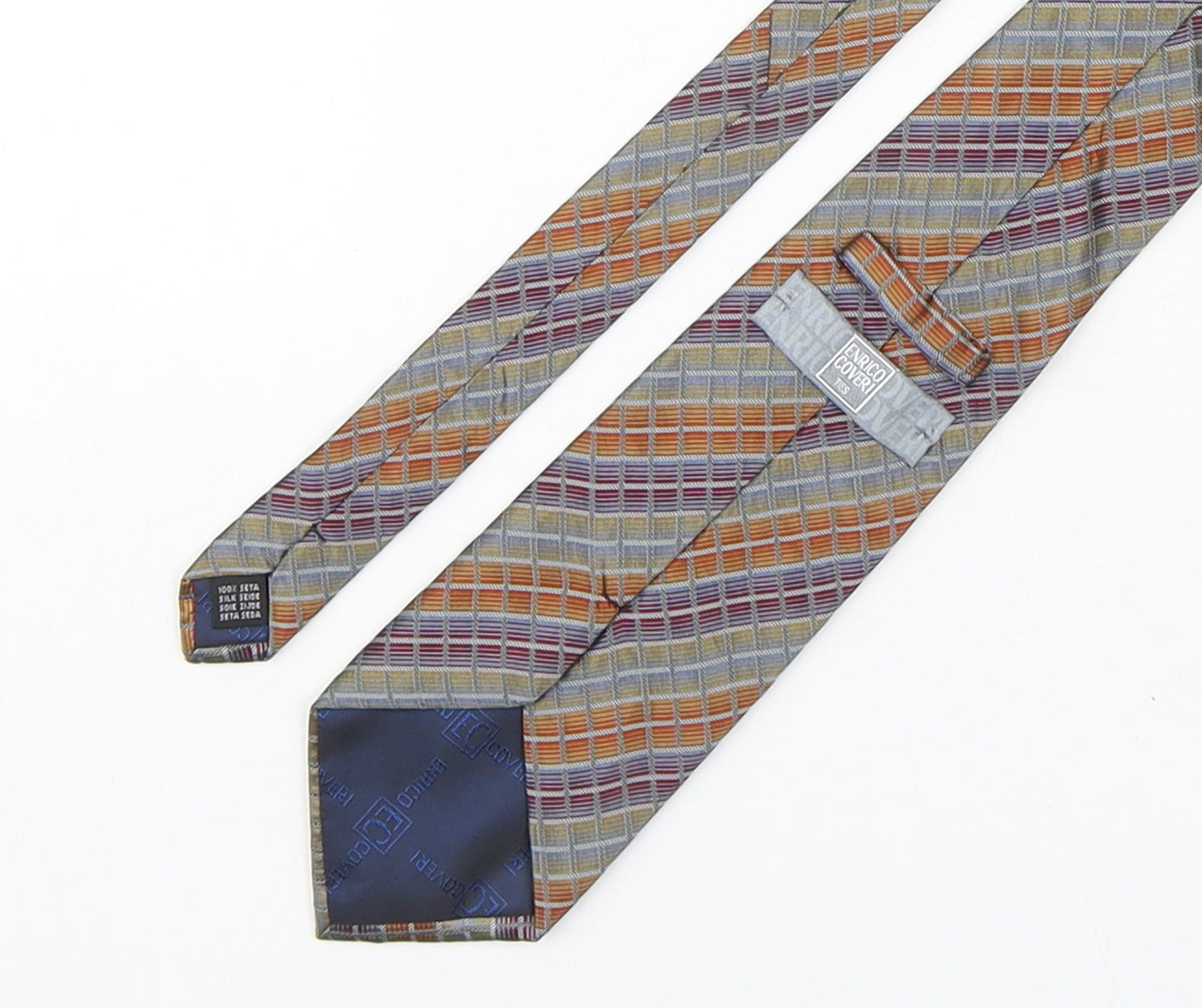Enrico Coveri Mens Multicoloured Plaids & Checks Silk Pointed Tie One Size