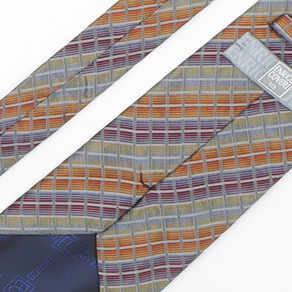 Enrico Coveri Mens Multicoloured Plaids & Checks Silk Pointed Tie One Size