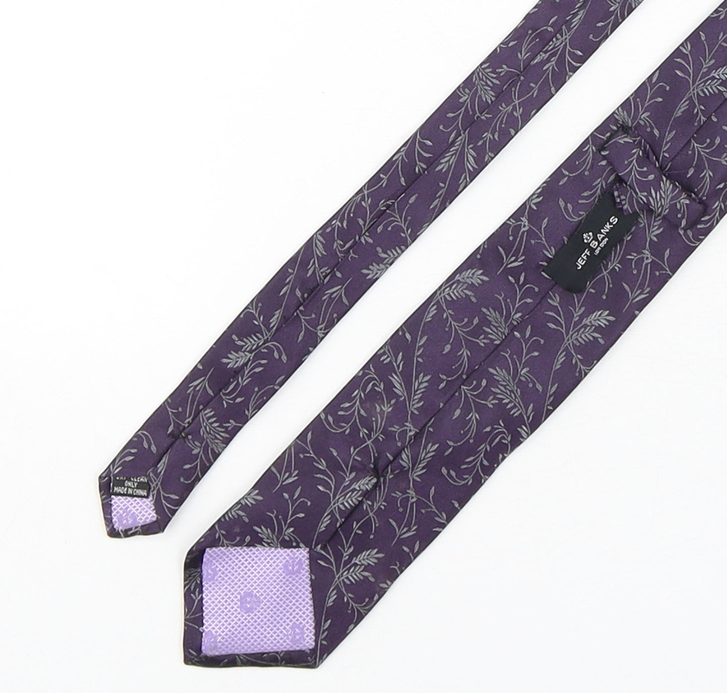 Jeff Banks  Mens Purple Floral Silk Pointed Tie One Size