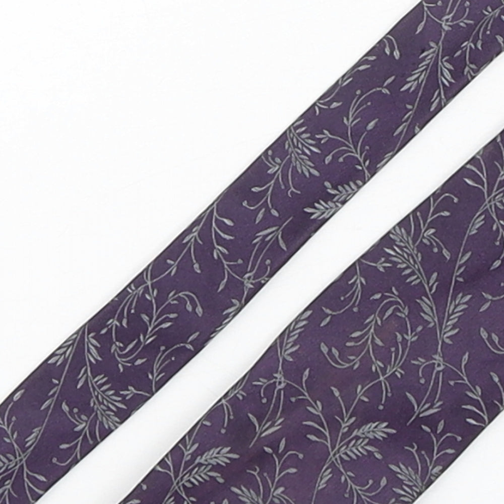 Jeff Banks  Mens Purple Floral Silk Pointed Tie One Size