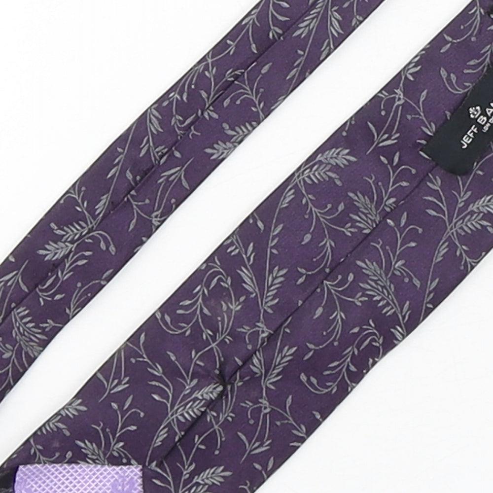 Jeff Banks  Mens Purple Floral Silk Pointed Tie One Size