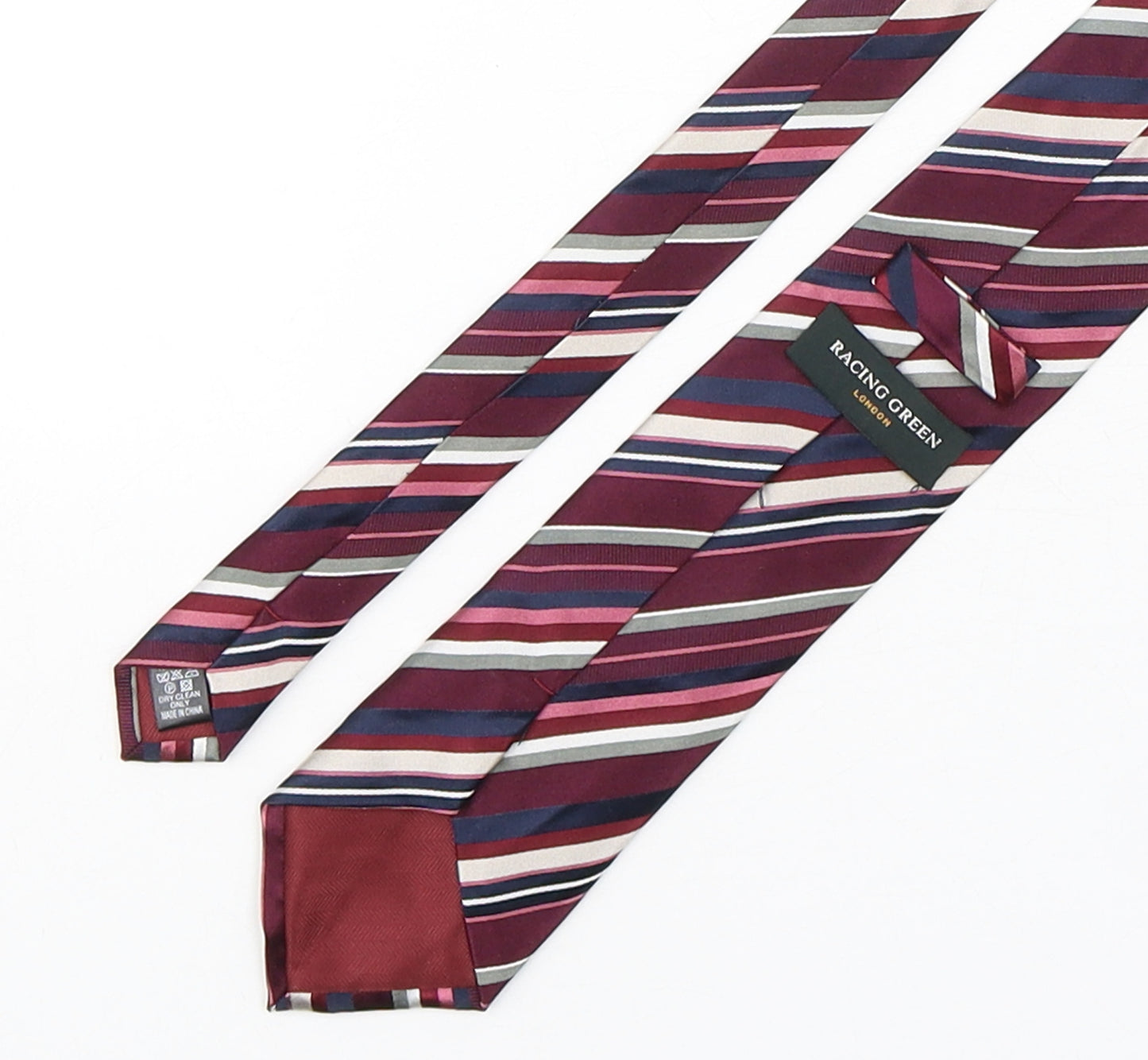 Racing Green  Mens Multicoloured Striped Silk Pointed Tie One Size