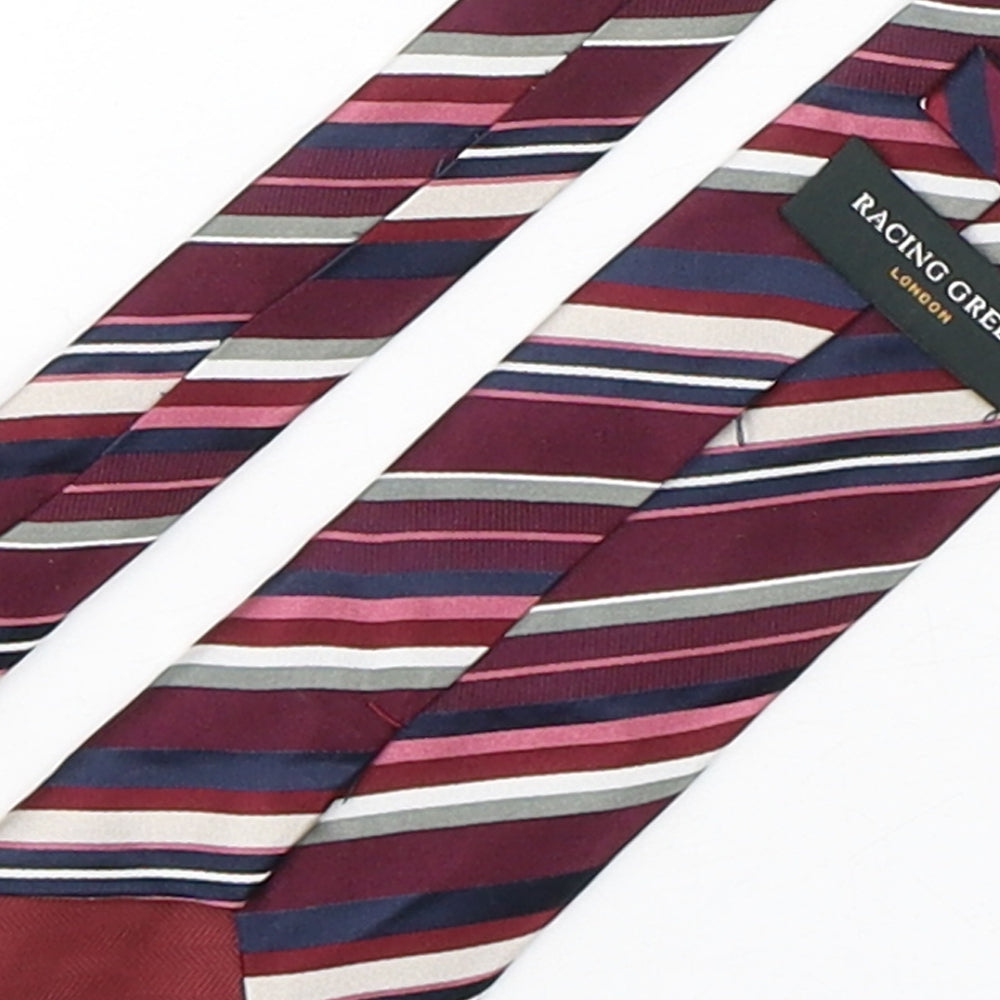 Racing Green  Mens Multicoloured Striped Silk Pointed Tie One Size