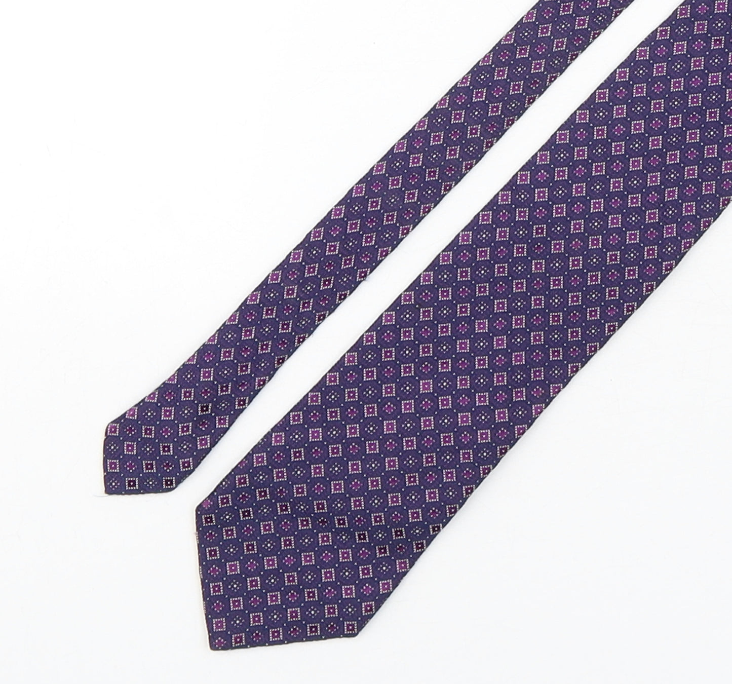 Frangi  Mens Purple Geometric Silk Pointed Tie One Size