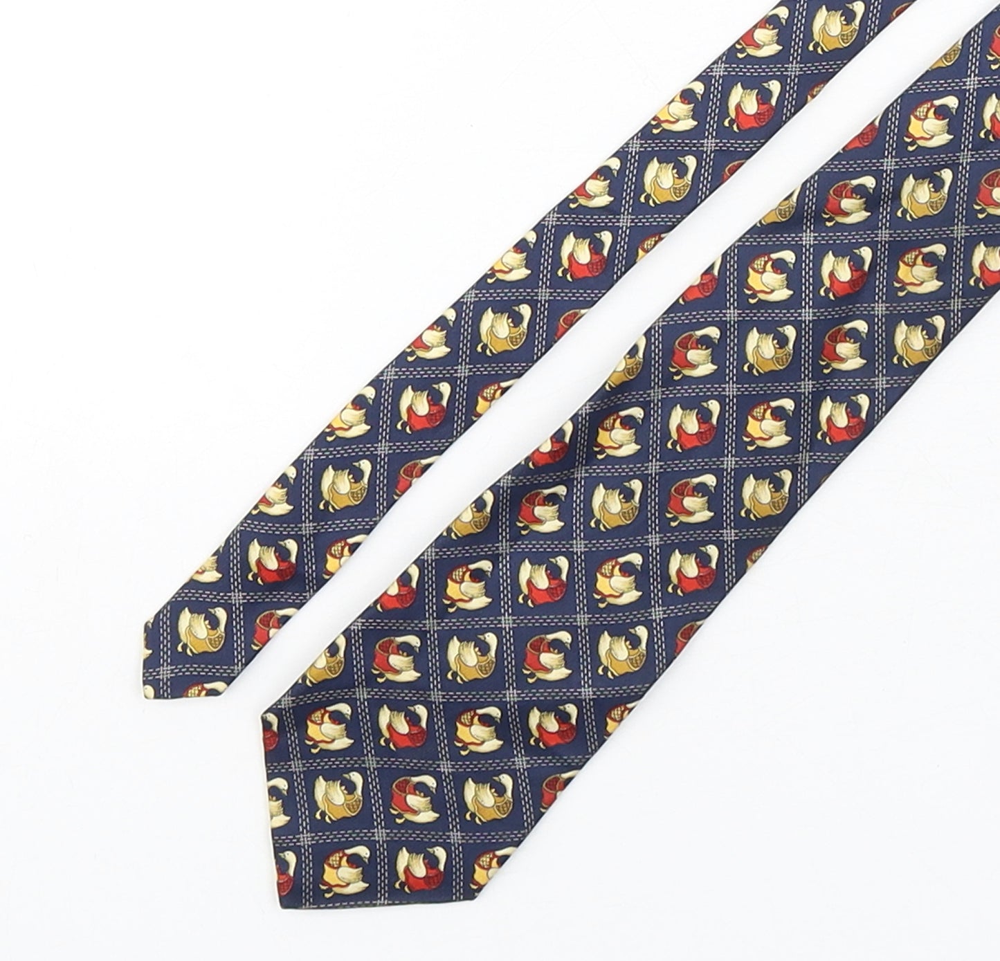 John Comfort Mens Multicoloured Geometric Silk Pointed Tie One Size - bird print