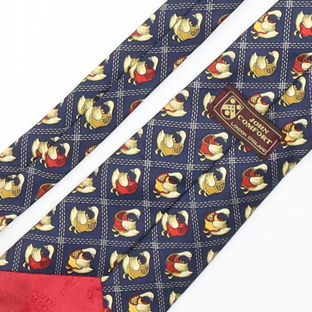 John Comfort Mens Multicoloured Geometric Silk Pointed Tie One Size - bird print