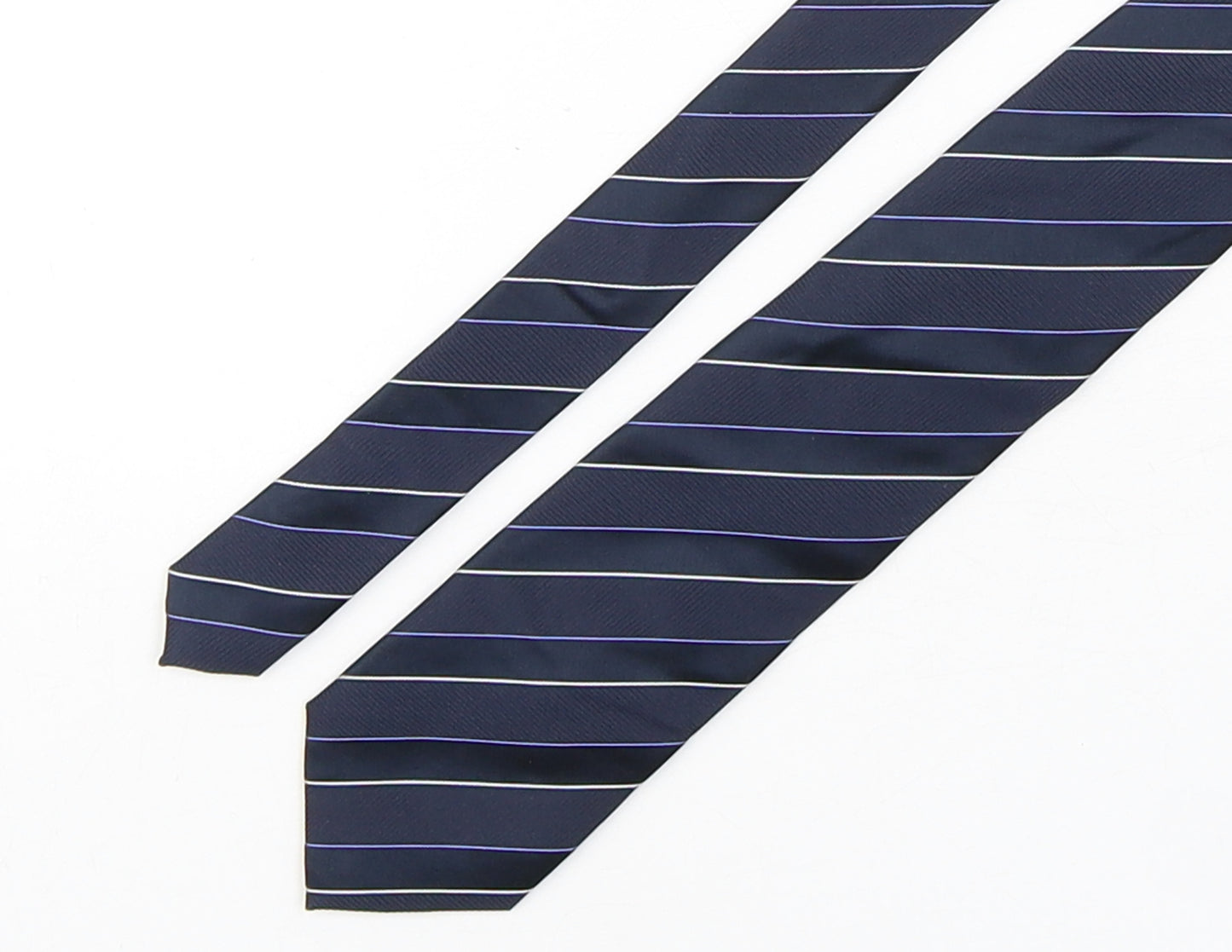 John Lewis  Mens Blue Striped Silk Pointed Tie One Size