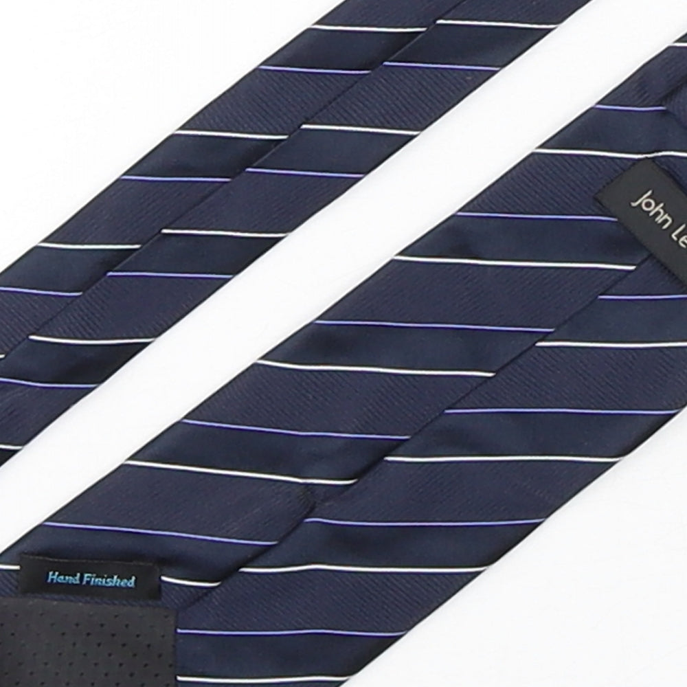 John Lewis  Mens Blue Striped Silk Pointed Tie One Size