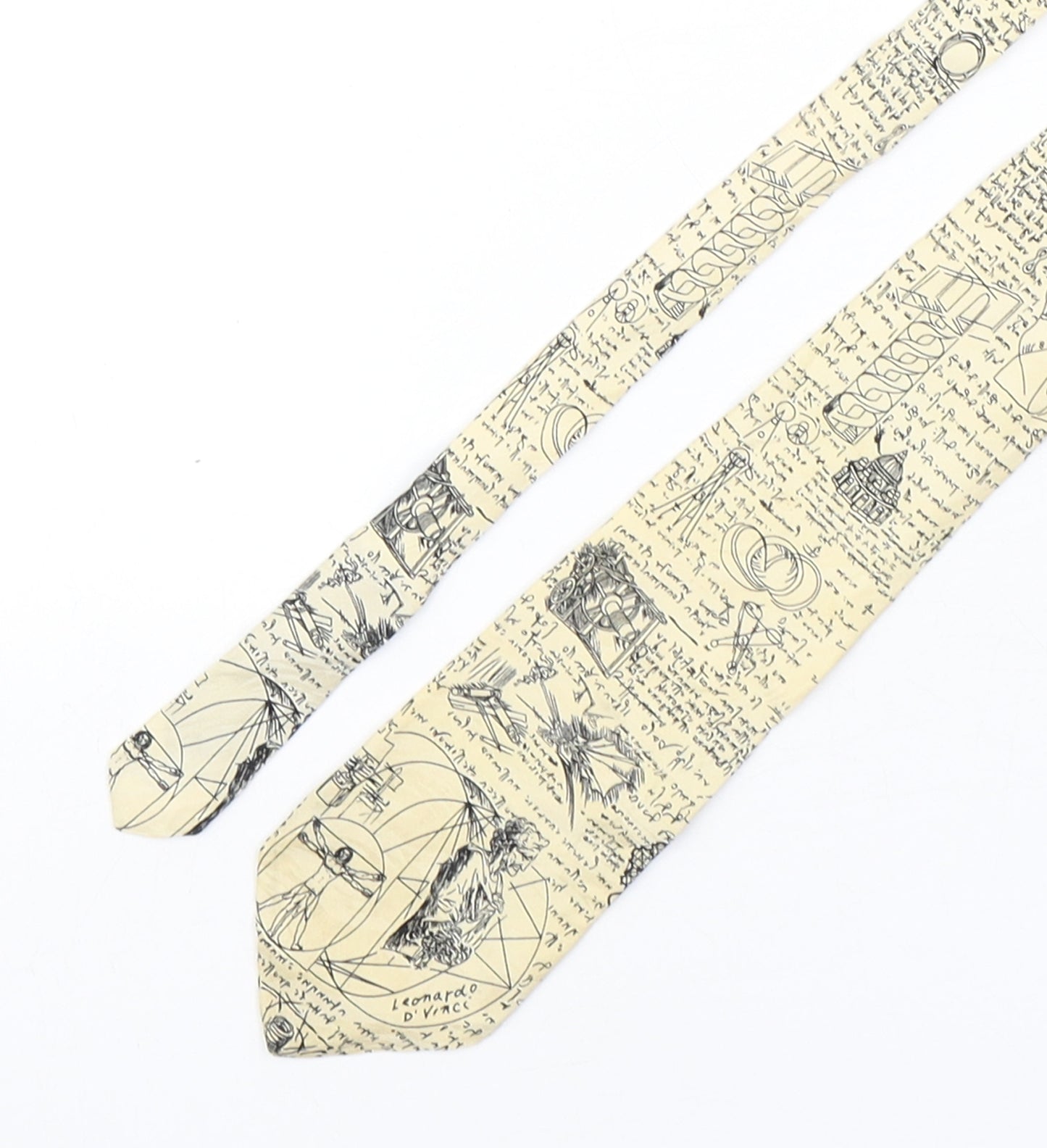 Museum Artifacts Mens Beige Geometric Silk Pointed Tie One Size - Da Vinci
