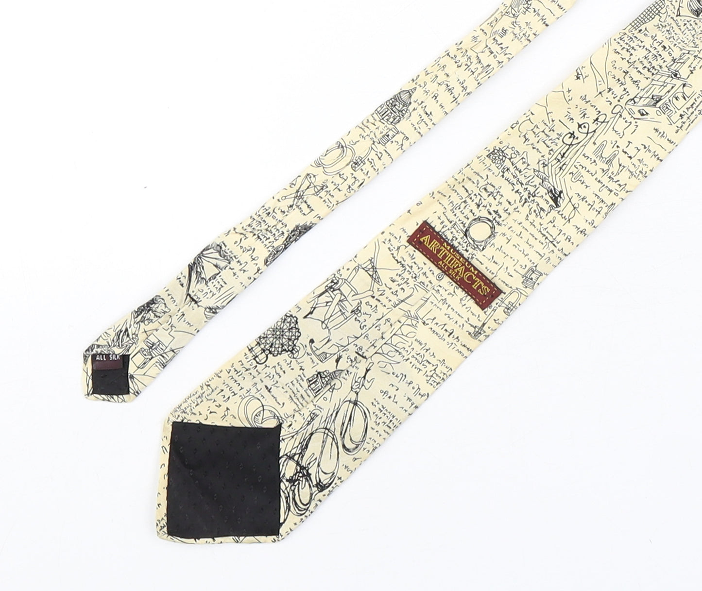 Museum Artifacts Mens Beige Geometric Silk Pointed Tie One Size - Da Vinci