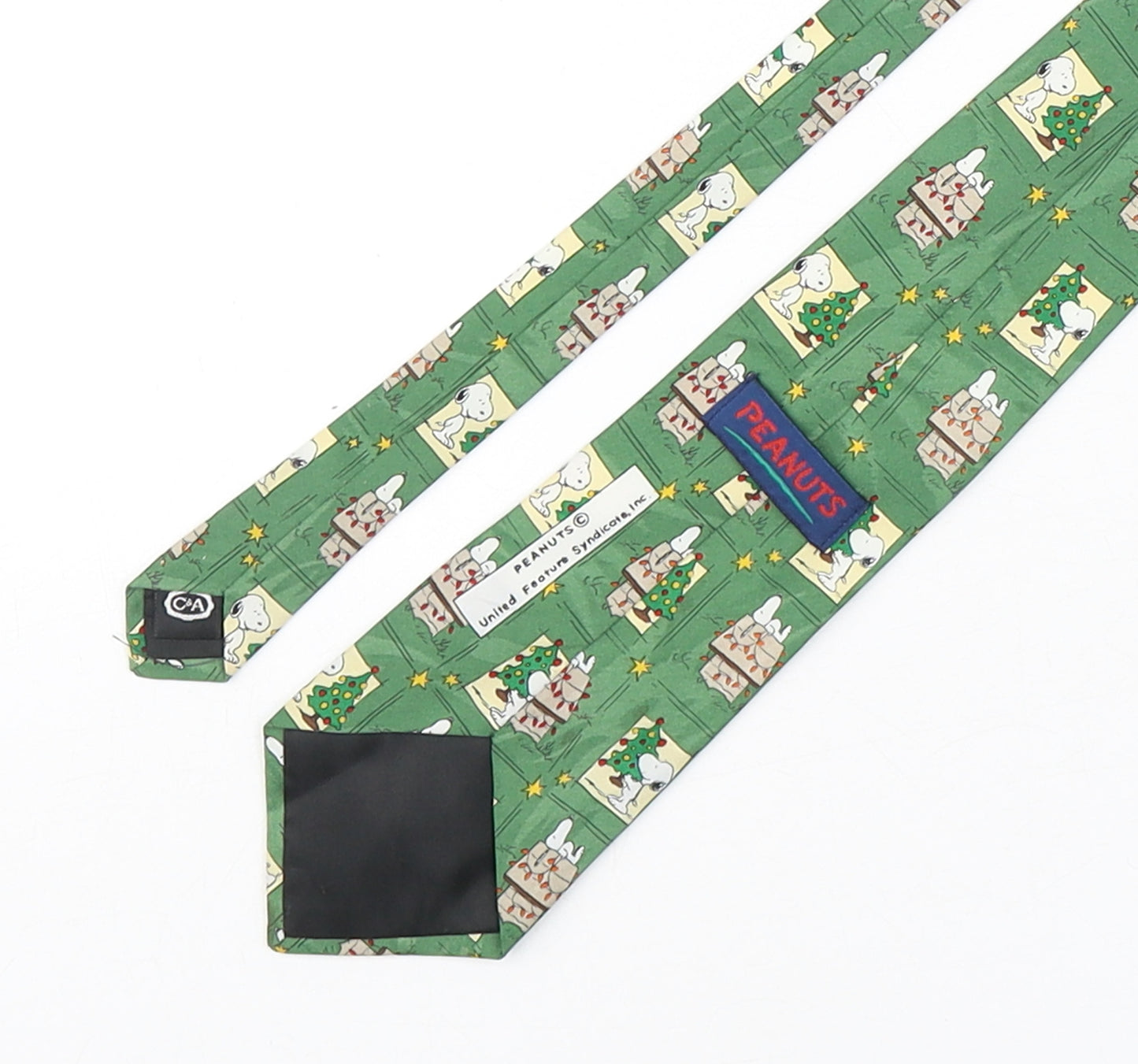 canda Mens Multicoloured Geometric Polyester Pointed Tie One Size - Snoopy Christmas