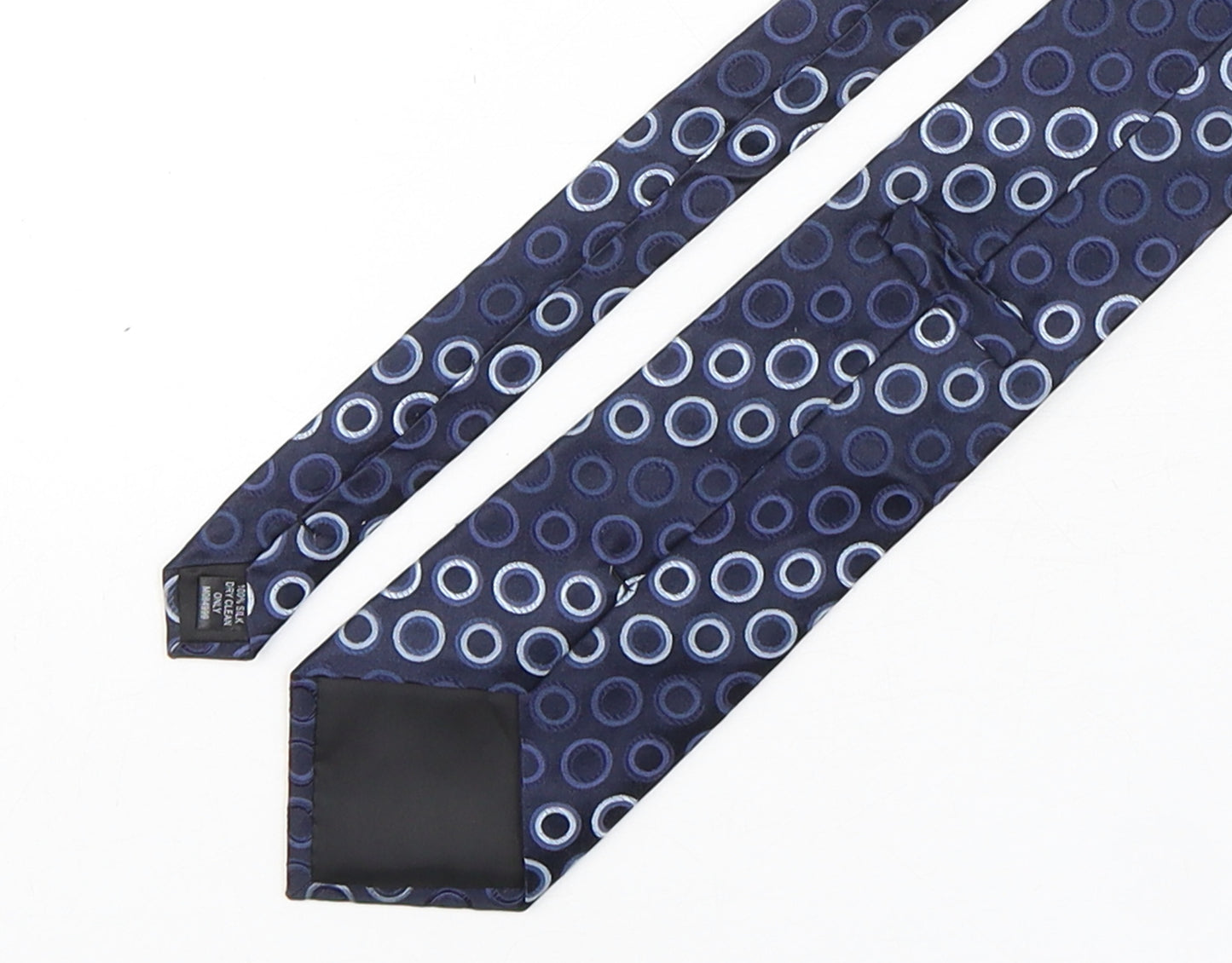 Preworn Mens Blue Geometric Silk Pointed Tie One Size