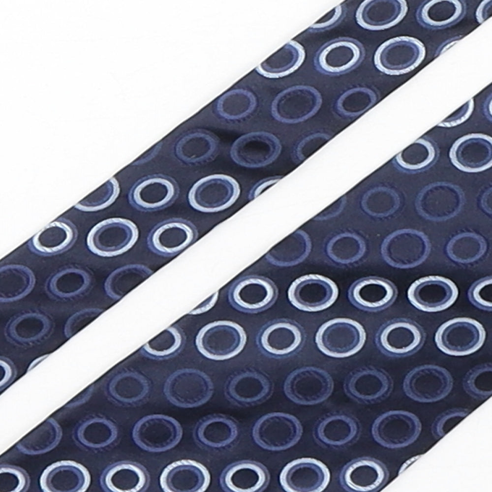 Preworn Mens Blue Geometric Silk Pointed Tie One Size