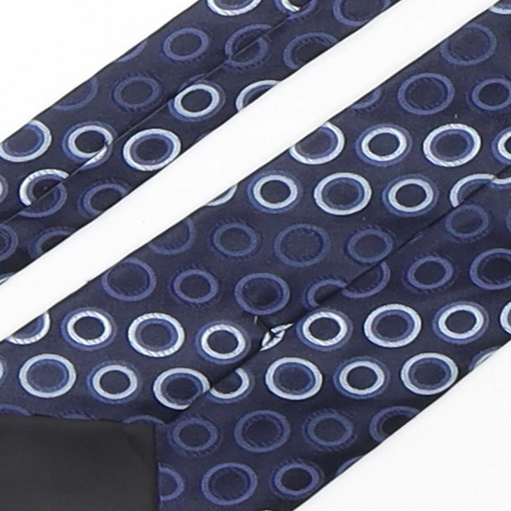 Preworn Mens Blue Geometric Silk Pointed Tie One Size