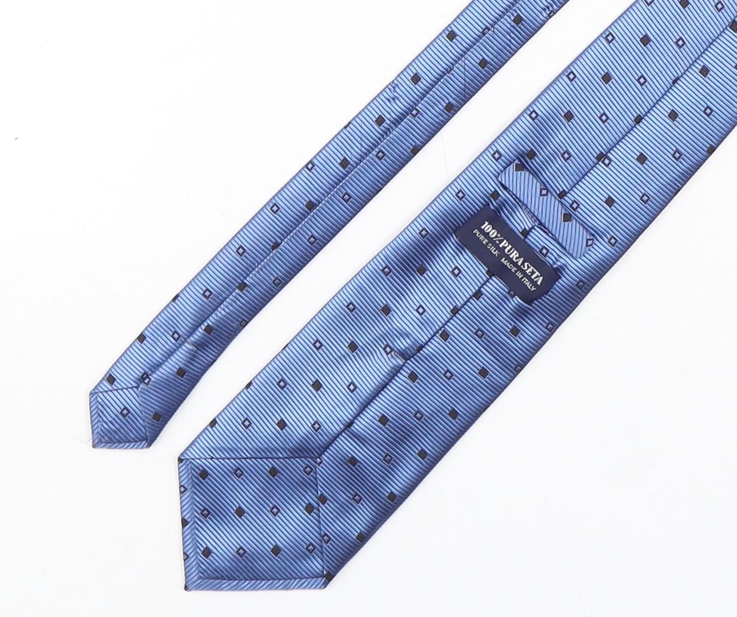 PreWorn  Mens Blue Geometric Silk Pointed Tie One Size