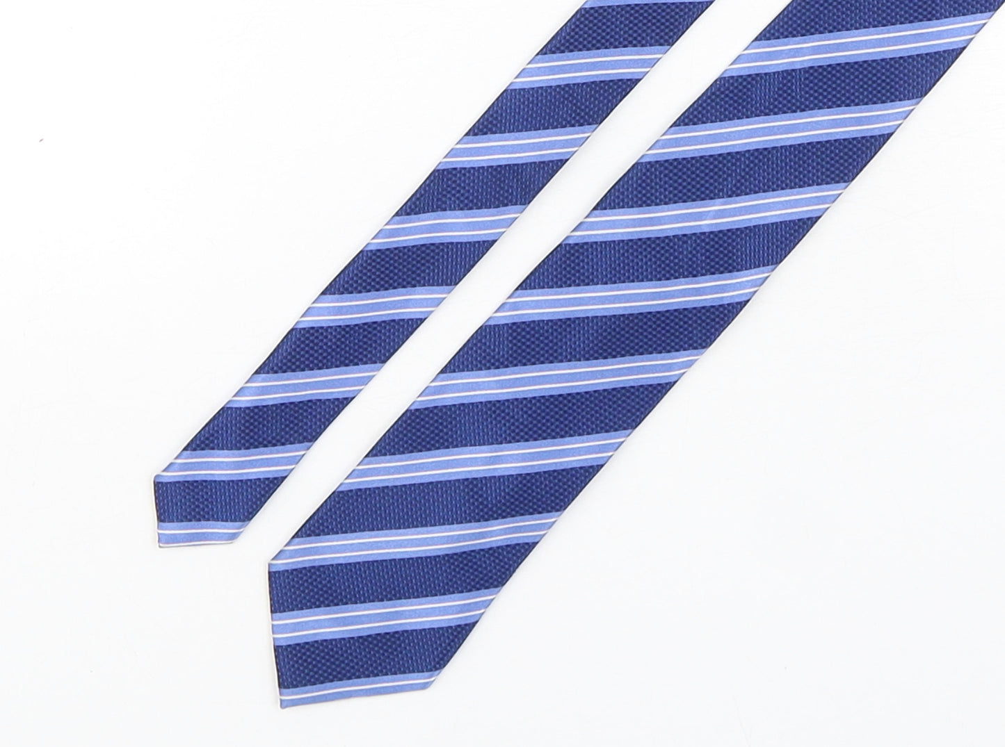 Marks and Spencer Mens Blue Striped Silk Pointed Tie One Size