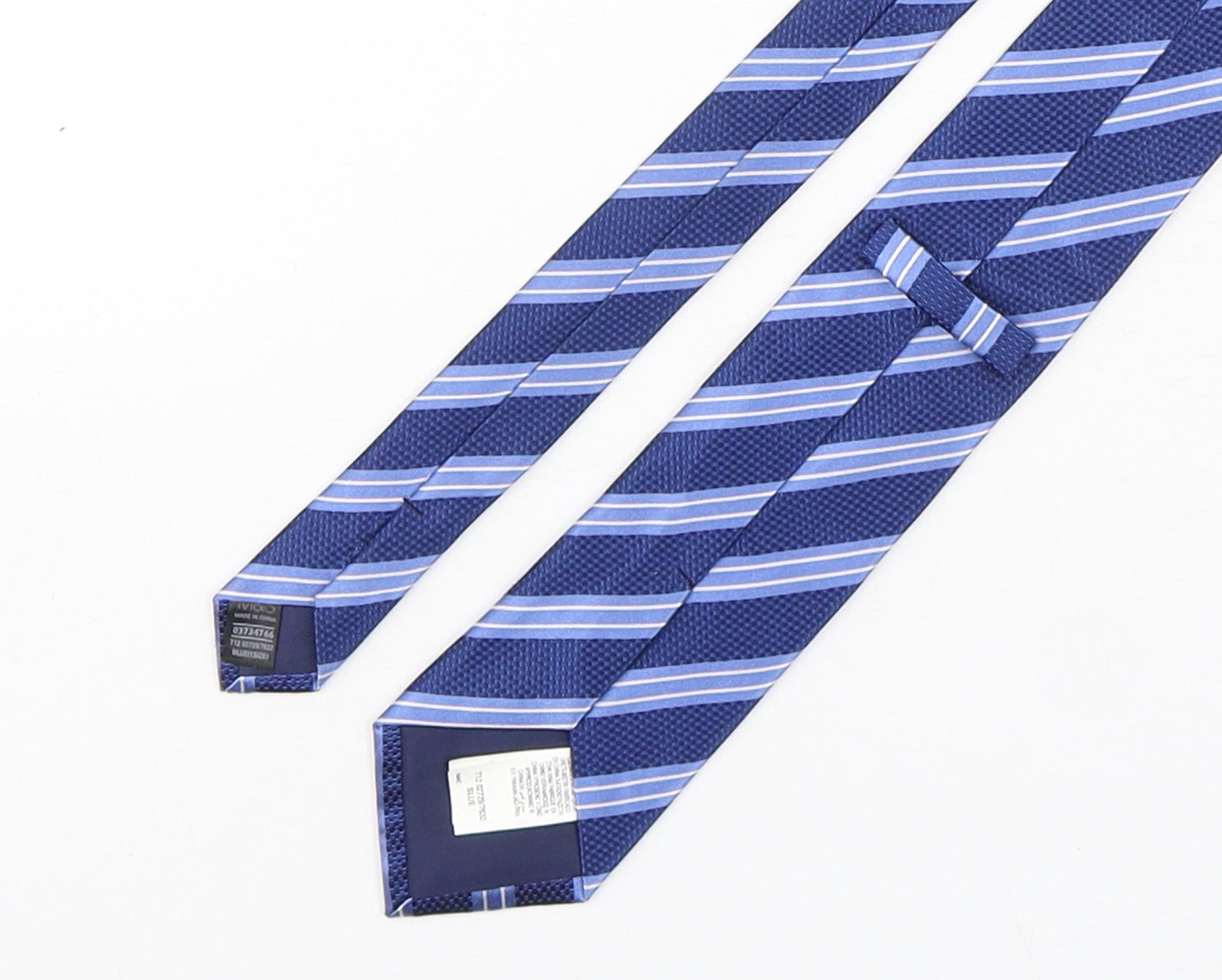 Marks and Spencer Mens Blue Striped Silk Pointed Tie One Size