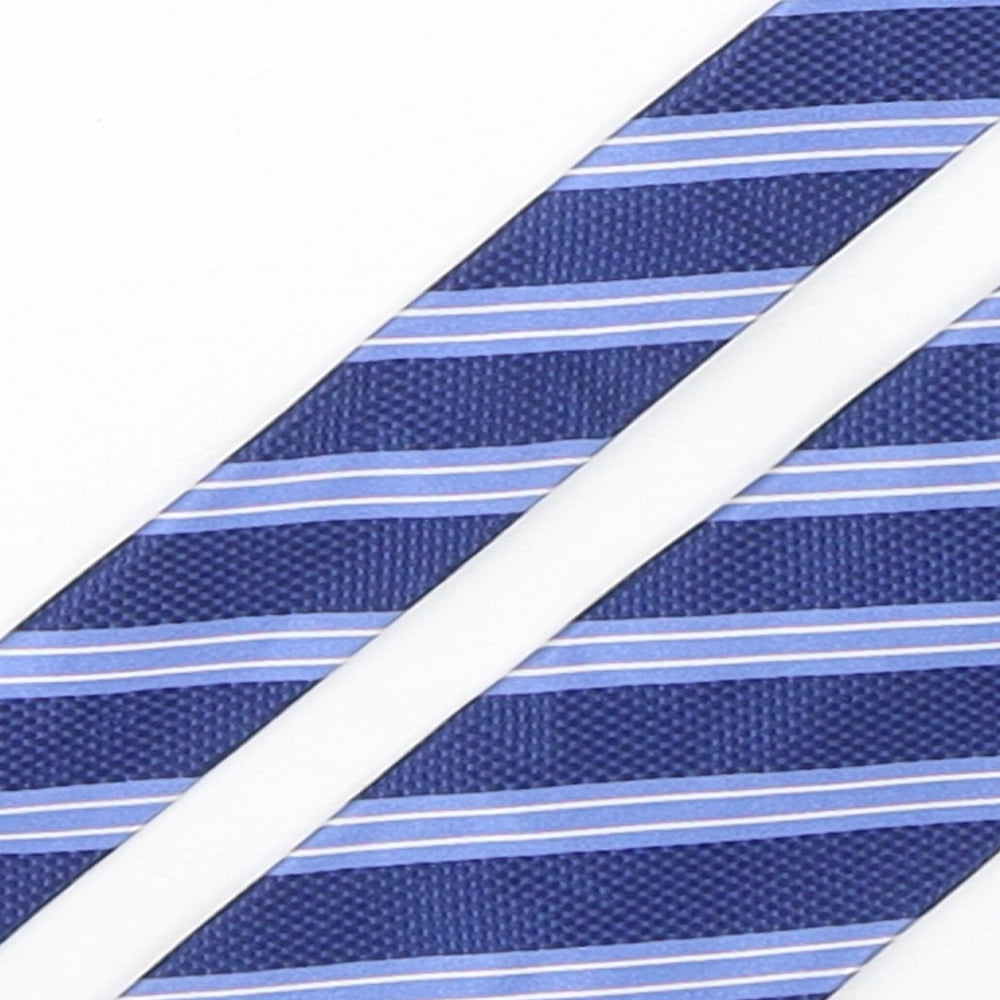 Marks and Spencer Mens Blue Striped Silk Pointed Tie One Size