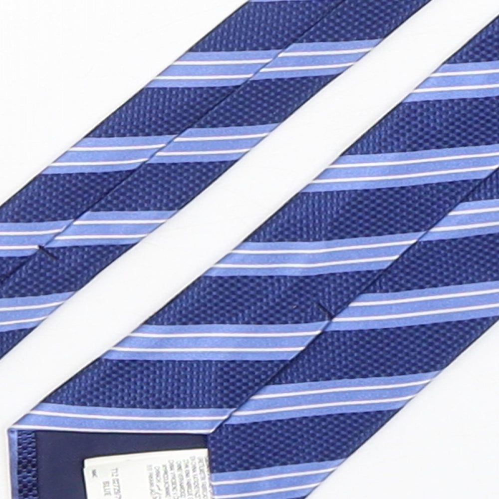 Marks and Spencer Mens Blue Striped Silk Pointed Tie One Size