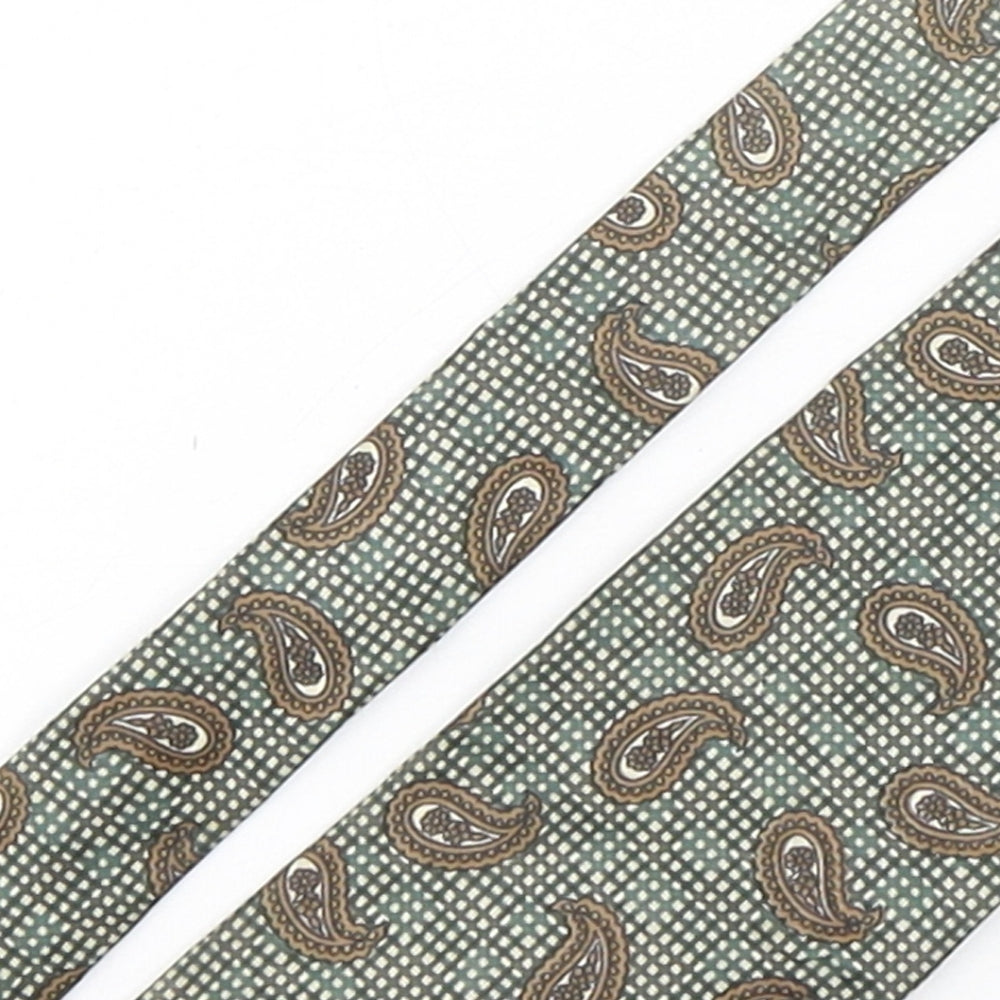 Preworn  Mens Green Paisley Silk Pointed Tie One Size