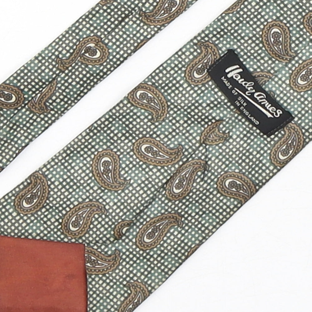 Preworn  Mens Green Paisley Silk Pointed Tie One Size