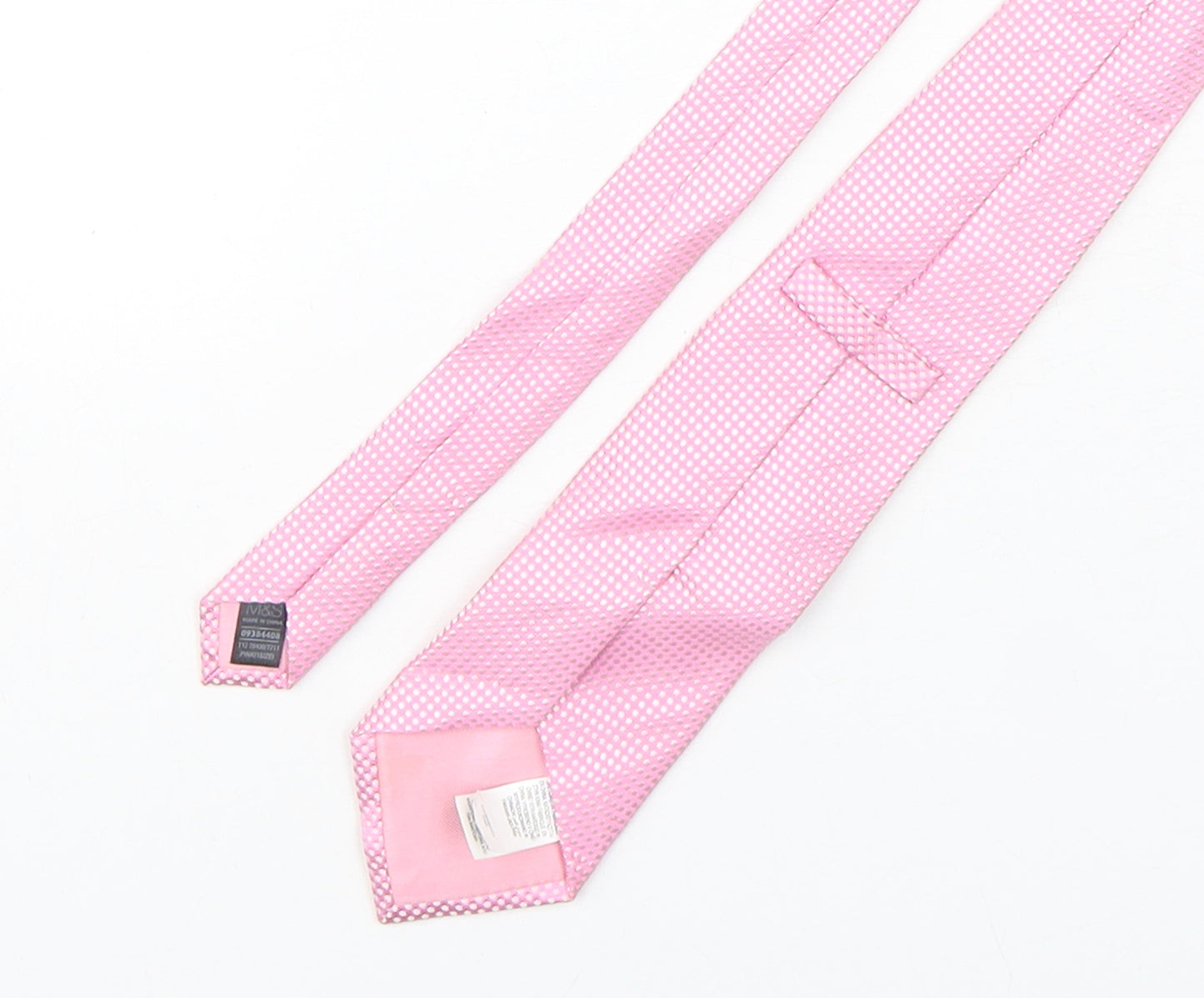 Marks and Spencer Mens Pink Polka Dot Silk Pointed Tie One Size