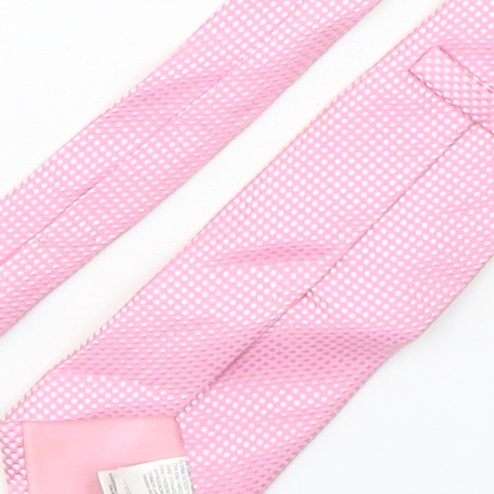 Marks and Spencer Mens Pink Polka Dot Silk Pointed Tie One Size