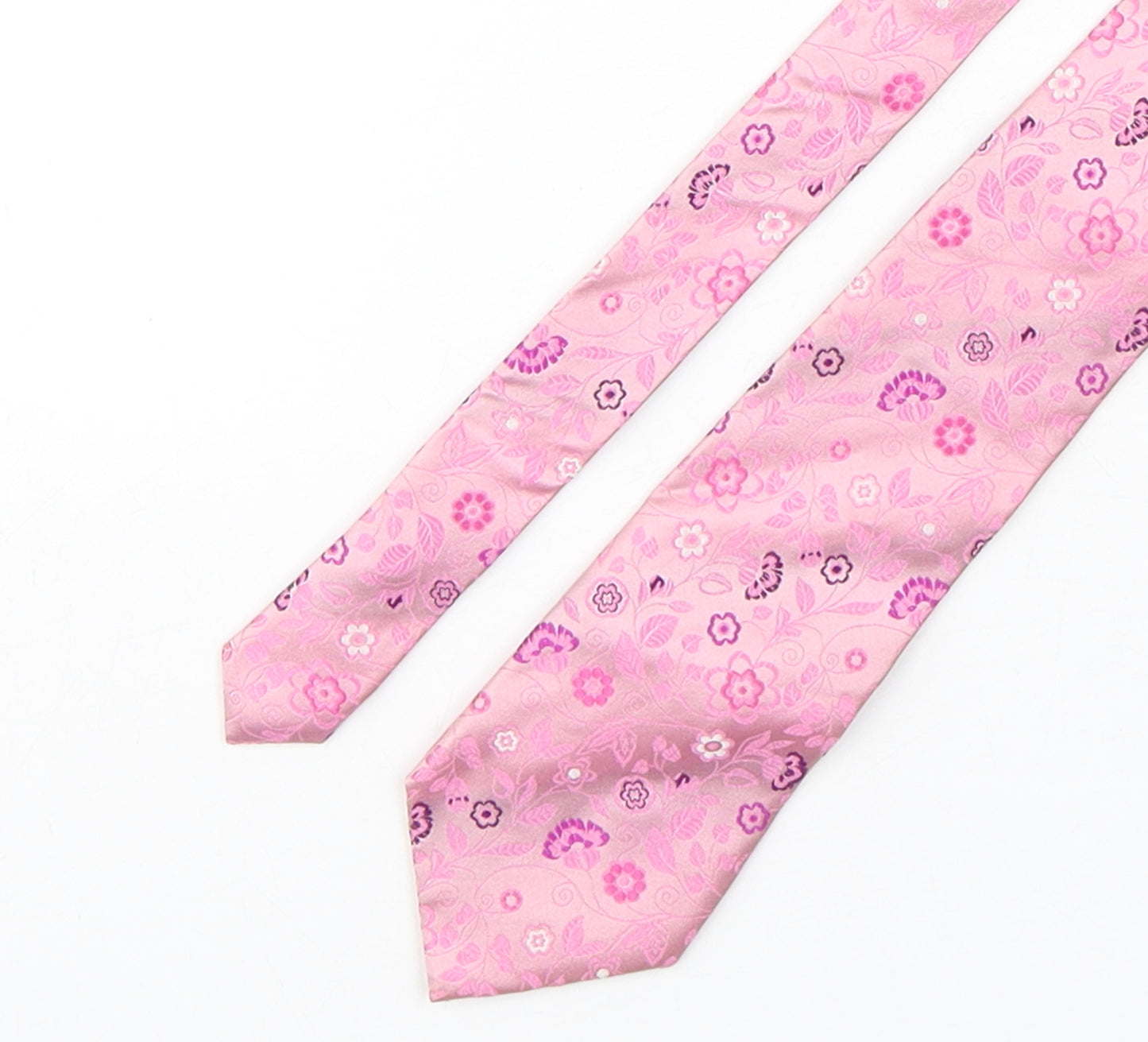 Thomas Nash Mens Pink Floral Silk Pointed Tie One Size