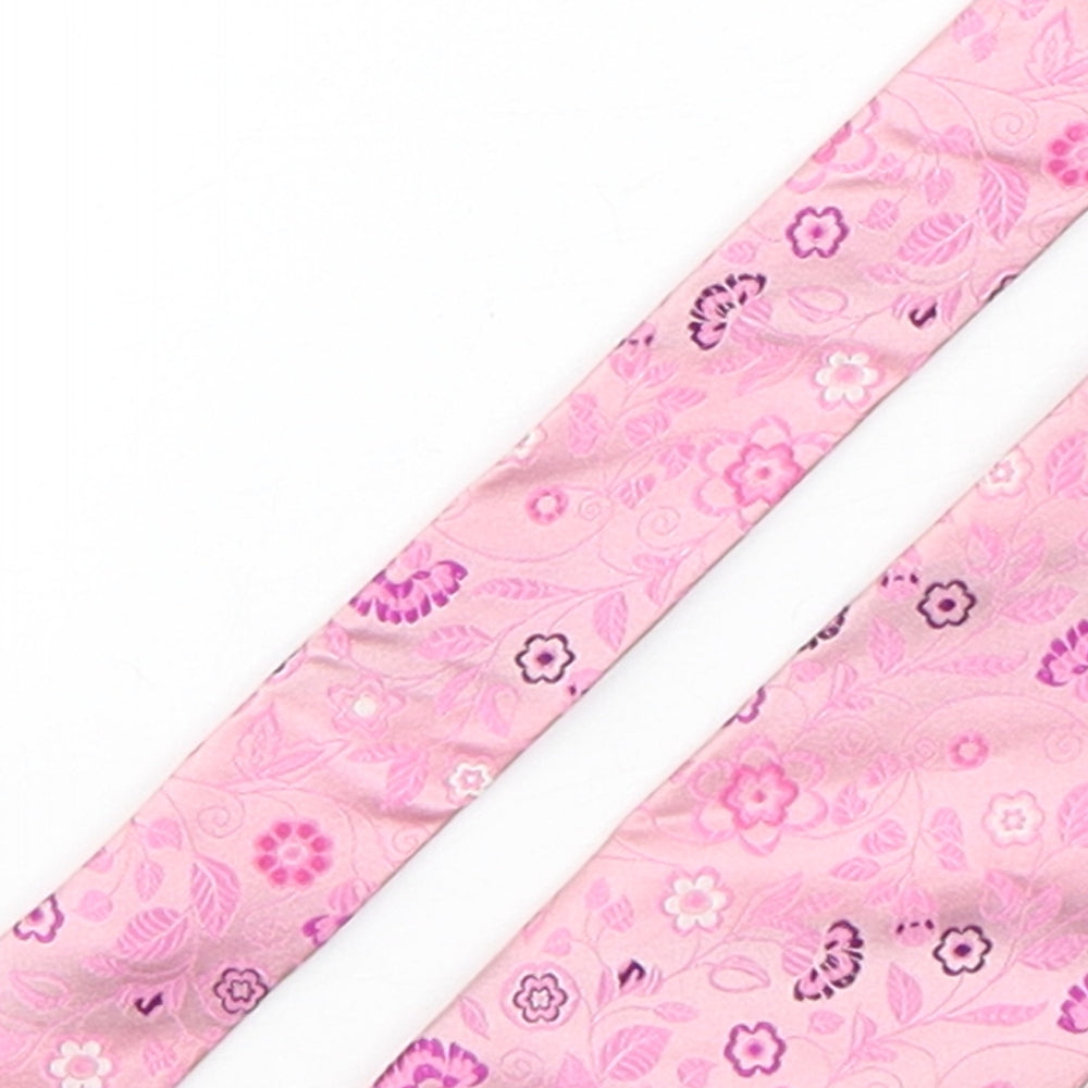 Thomas Nash Mens Pink Floral Silk Pointed Tie One Size