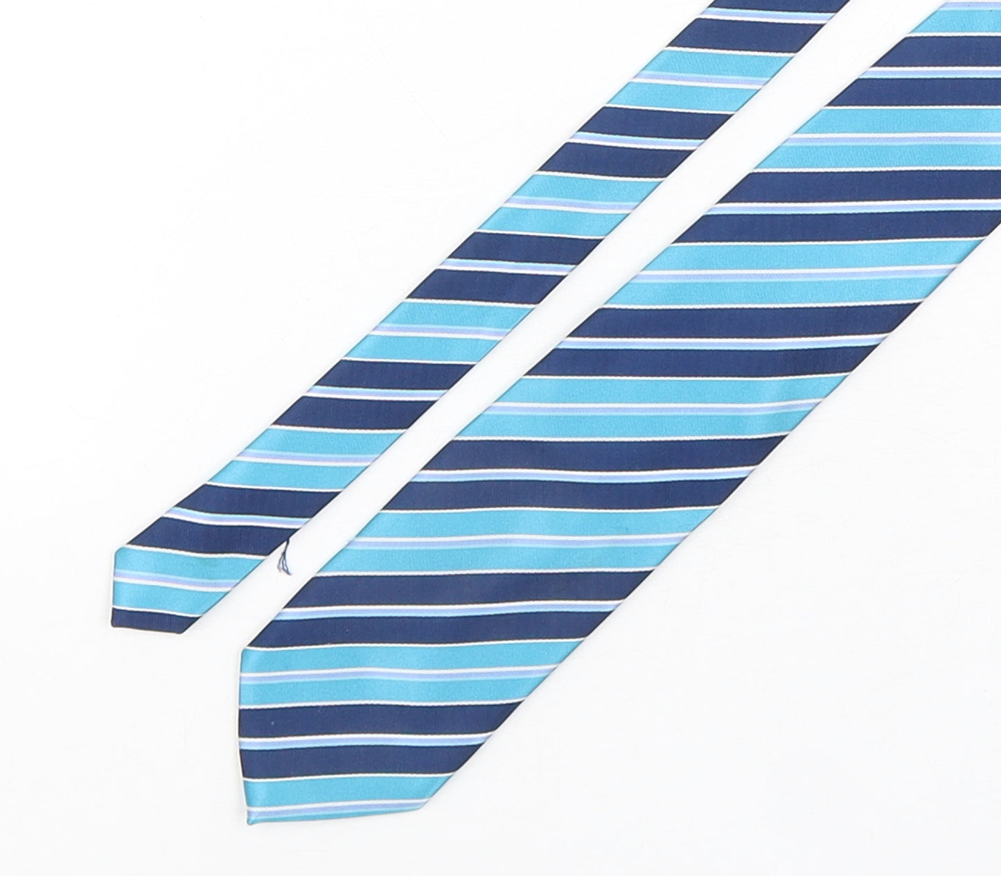 Lloyd Attree & Smith Mens Blue Striped Polyester Pointed Tie One Size