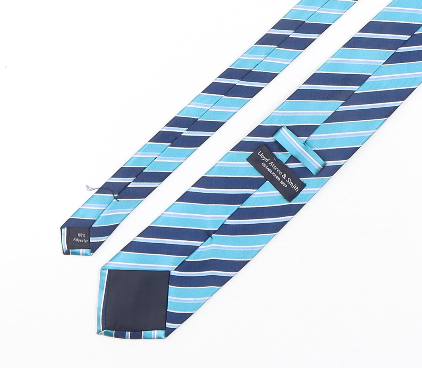 Lloyd Attree & Smith Mens Blue Striped Polyester Pointed Tie One Size
