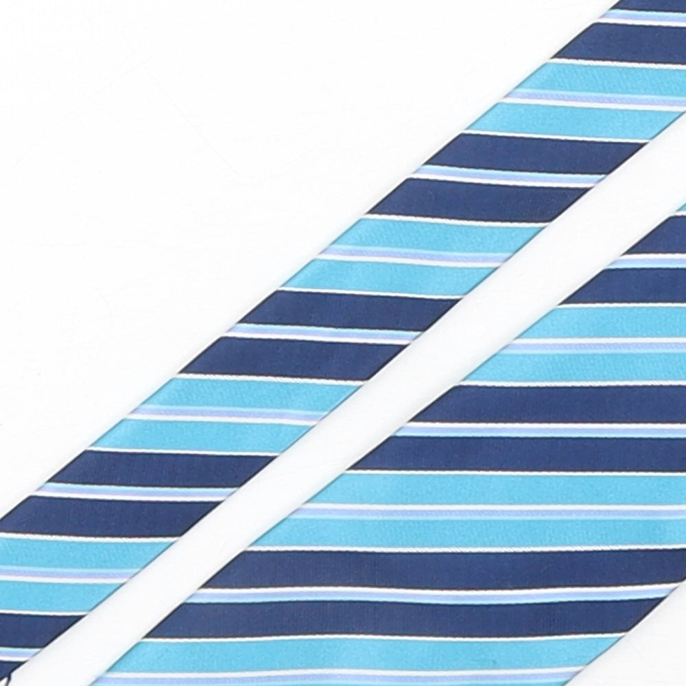 Lloyd Attree & Smith Mens Blue Striped Polyester Pointed Tie One Size