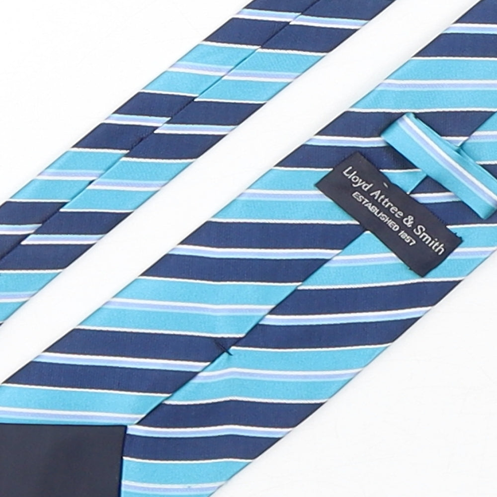 Lloyd Attree & Smith Mens Blue Striped Polyester Pointed Tie One Size