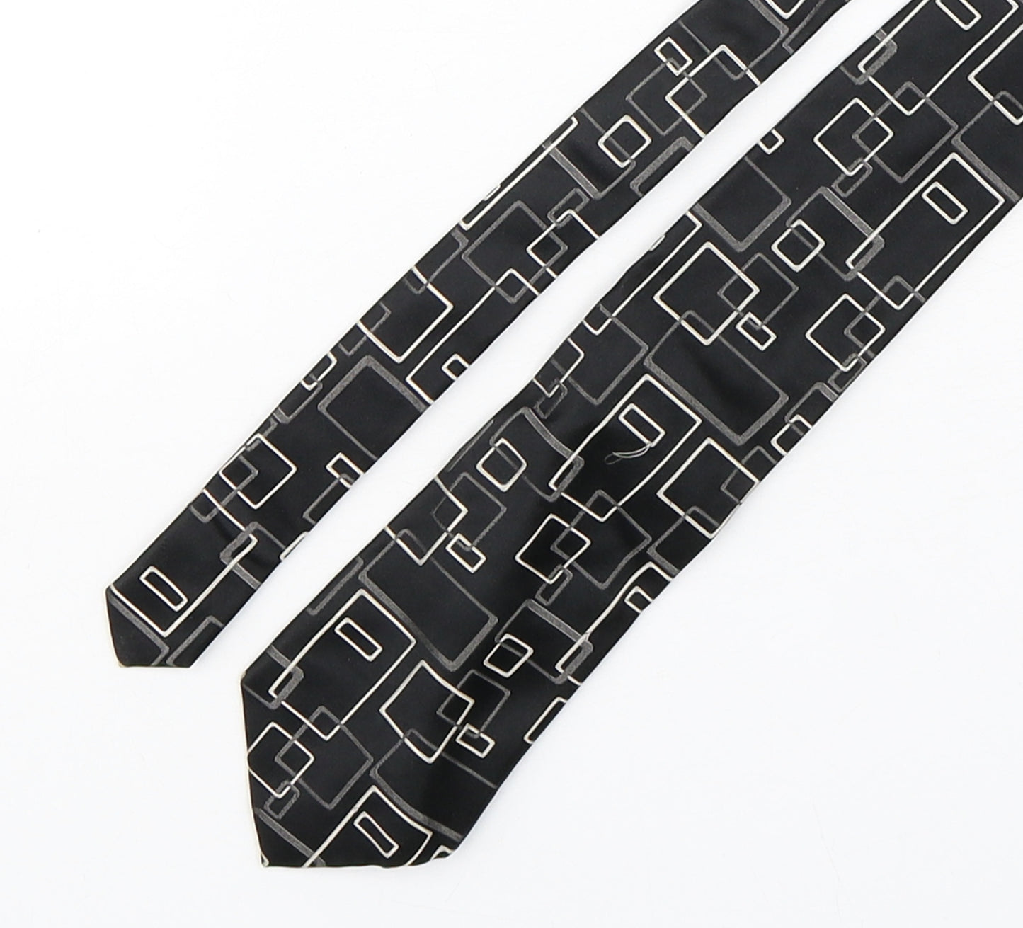 NEXT Mens Black Geometric Silk Pointed Tie One Size